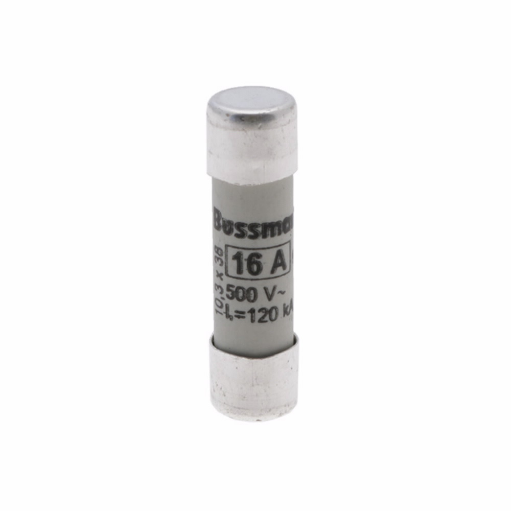 Eaton Bussmann series low voltage cylindrical fuse, 500V, 16A, 120 kAIC, CHM fuse holder, fuse, Ferrule end X ferrule end, Class C gL/gG, Cylindrical, Holder, Ceramic body, Silver-plated copper endcap