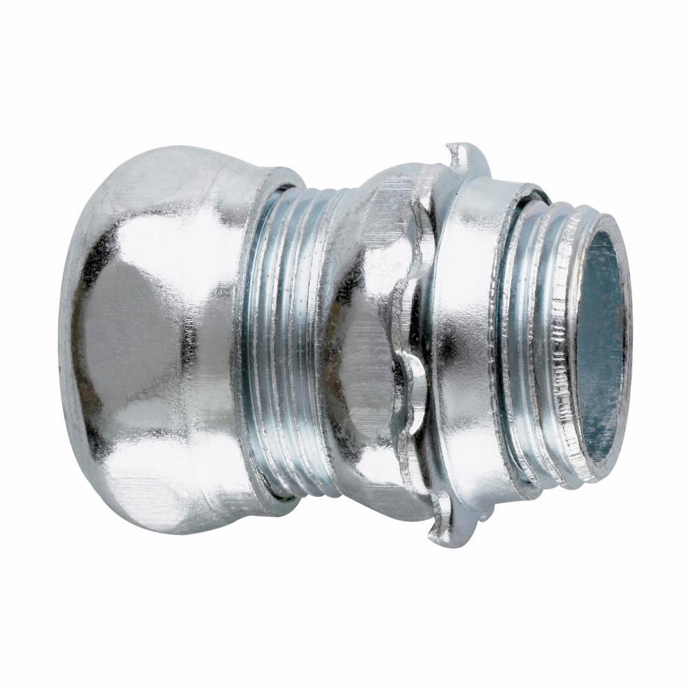 653 Non-Insulated Straight Compression Connector, 1-1/4 in Trade, For Use With EMT Conduit, Steel, Zinc Plated