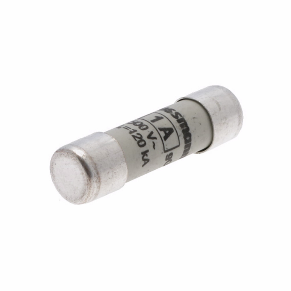 Eaton Bussmann series low voltage cylindrical fuse, 500V, 1A, CHM fuse holder, fuse, Ferrule end X ferrule end, Class C gL/gG, Cylindrical, Ceramic body, Silver-plated copper endcap
