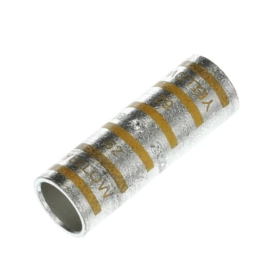 Copper Two-Way Splice Connector, Standard Barrel, Max 35kV, Wire Size 250 kcmil, Tin Plated, Die Code 62, Die Color Code Yellow