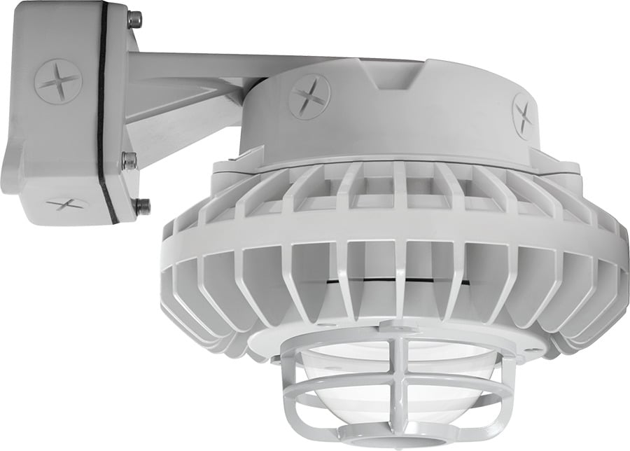 Hazardous Lighting 6420 Lumens Hazbled 80W 5000K Clear Globe Die Cast Guard Wall Bracket Gray
