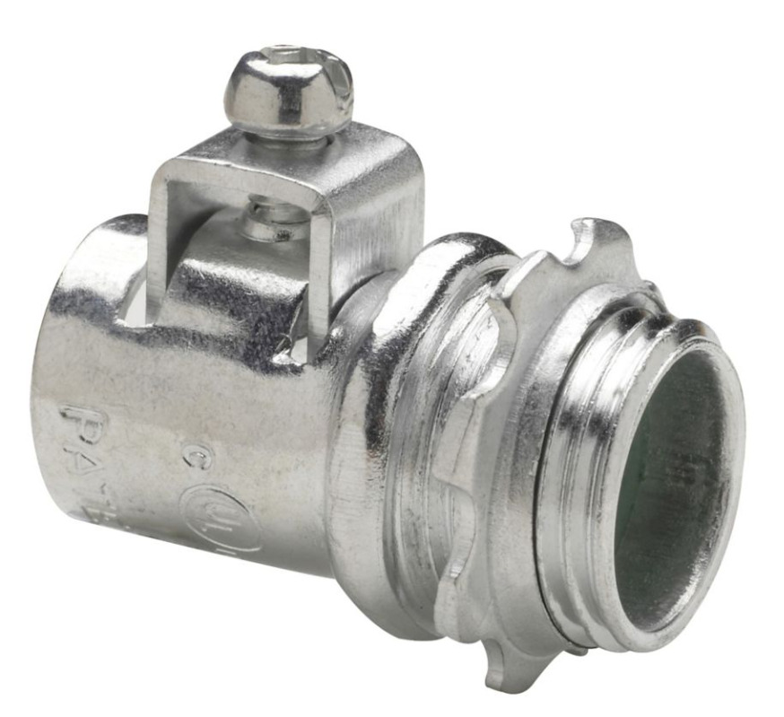 ACB75 Straight Conduit Connector, 3/4 in Trade, 0.68 to 1.11 in Cable Openings, Steel, Electro-Plated Zinc