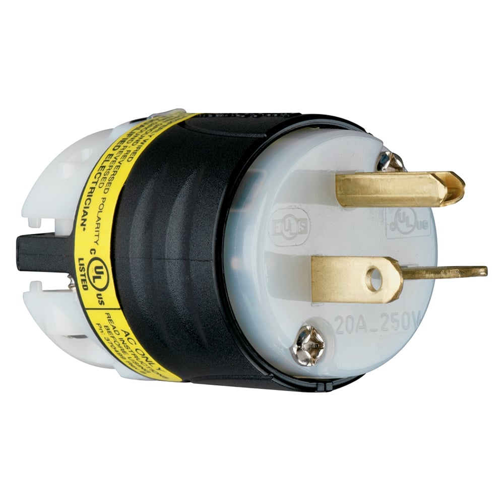 3W 20A 250V, Straight BladeGCM Plug, Cord Diameter          .230-.720