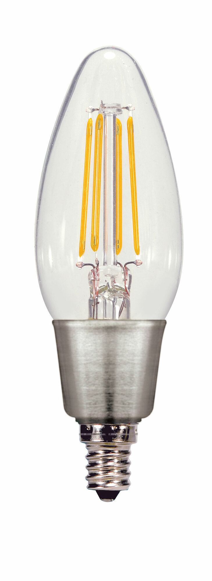 LED Filament, Designation: 4.5W C11 Filament LED Torpedo - Candelabra Base - Clear - 2700K - 120V