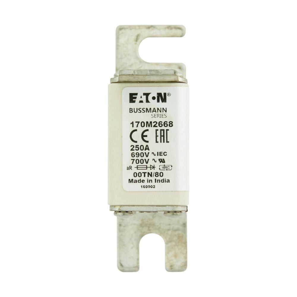 Fuse-link, high speed, 250 A, AC 690 V, DIN 00, aR, DIN, IEC, single indicator, live gripping lugs