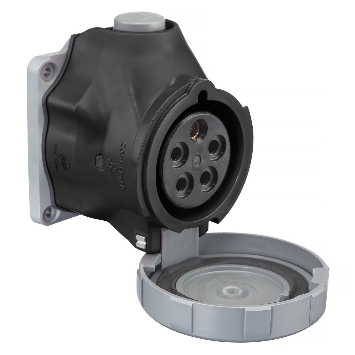 Heavy Duty IEC Pin and Sleeve, Receptacle, Switched, 60A 347/600V AC, 4-Pole 5-Wire Grounding, NEMA4X/IP69K