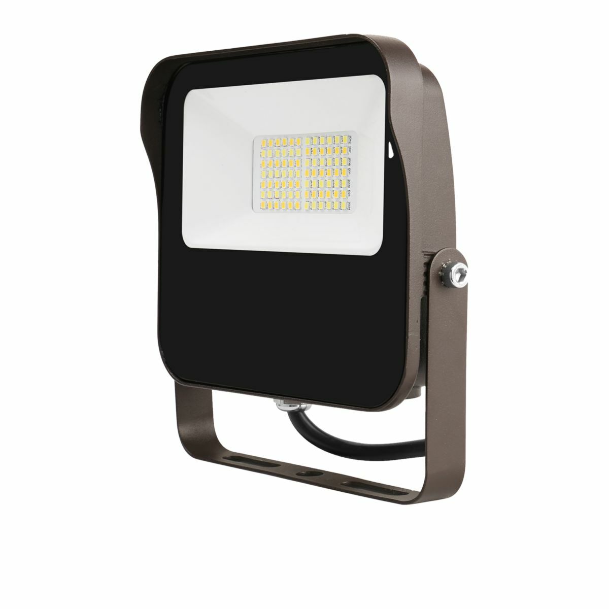 LSF Floodlight, CCT Selectable 3000K-4000K-5000K, 70 CRI, 120-347V, 50-60 Hz, Selectable Lumens 5000-6500-8000-10,000 / 25-35-45-65W, Selectable Dusk-to-Dawn Button-type photocontrol, Trunnion