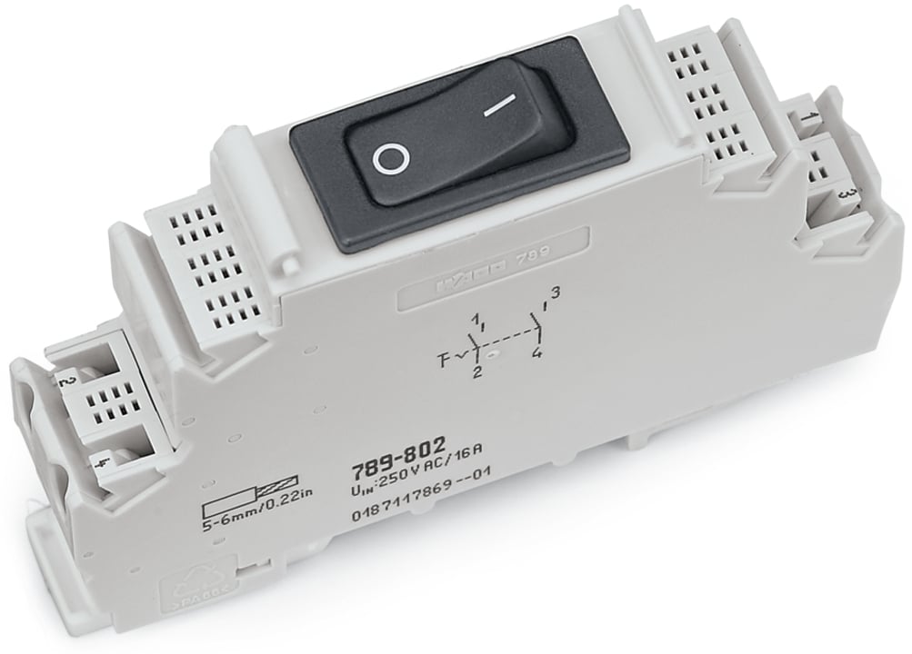 Switching module; with 2-pole circuit breaker; Switching voltage: 250 VAC; Switching current: 16 A