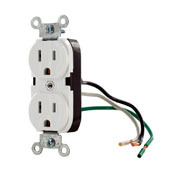 15-Amp, 125-Volt, Slim Body Duplex Receptacle, Straight Blade, Commercial Grade, White