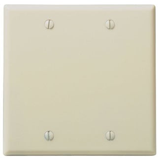 2-Gang No Device Blank Wallplate, Standard Size, Thermoset, Box Mount, Ivory