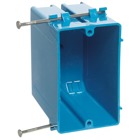 One-Gang Nail-On New Work Outlet Box, Volume 22 Cubic Inches, Length 3-3/4 Inches, Width 2-1/4 Inches, Depth 3-1/2 Inches, Color Blue, Material PVC, Mounting Means Nails