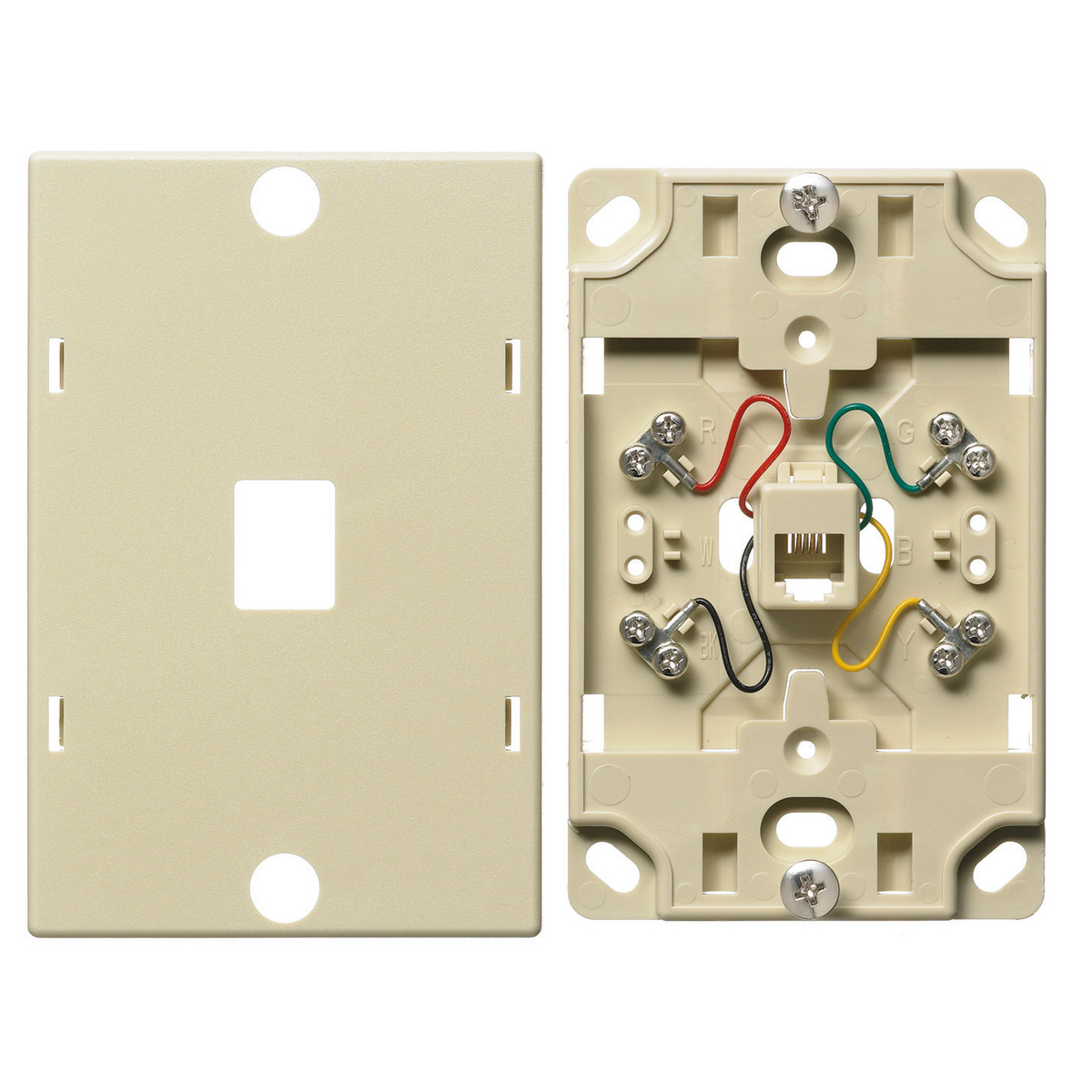 Plates, Wall Phone, 6-Position 4- Conductor, Screw Terminal, Electric Ivory