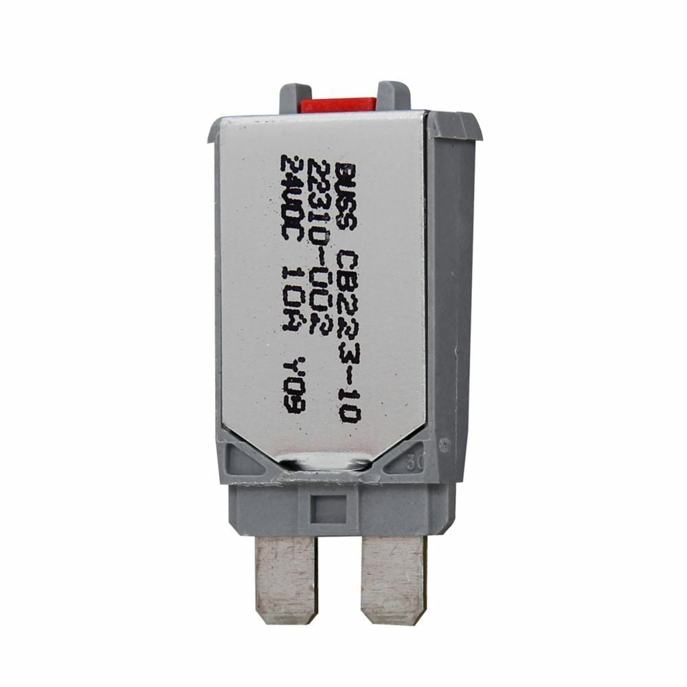 Eaton Bussmann series CB223 automotive circuit breaker, type III ATC footprint, 7-1/2A, 28 Vdc, UL-Rated 94V-0 thermoplastic housing with gold metal cover (type I) or silver metal cover (type II and III)