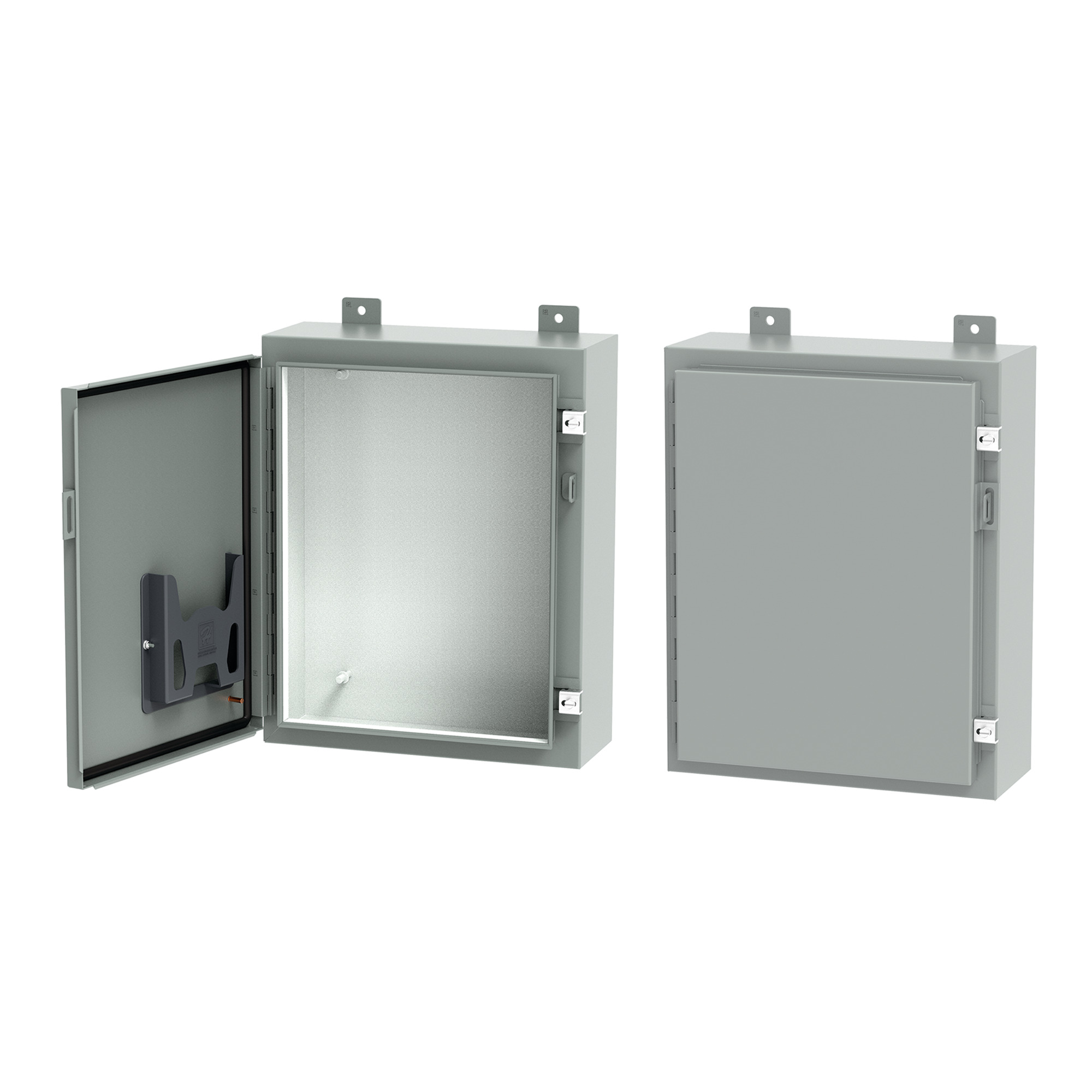 Continuous Hinge Enclosure with Clamps LP Type 12, 20x16x8, Gray, Mild Steel