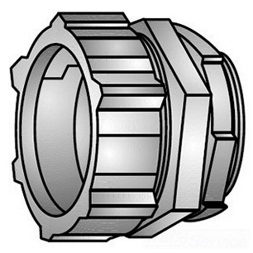 OZ-Gedney Type 31 Gland Compression Rigid Connector, Size: 4 IN, Connection: Compression X MNPT Hub, Malleable Iron, Finish: Zinc Electroplated, Dimensions: 6-1/8 IN Maximum Diameter X 2-9/16 IN Length, 1-1/4 IN Thread Length, Applicable Third Party Standards: UL 514B, Federal Specification W-F-408E, NEMA : FB-1, For Threadless Rigid Conduit