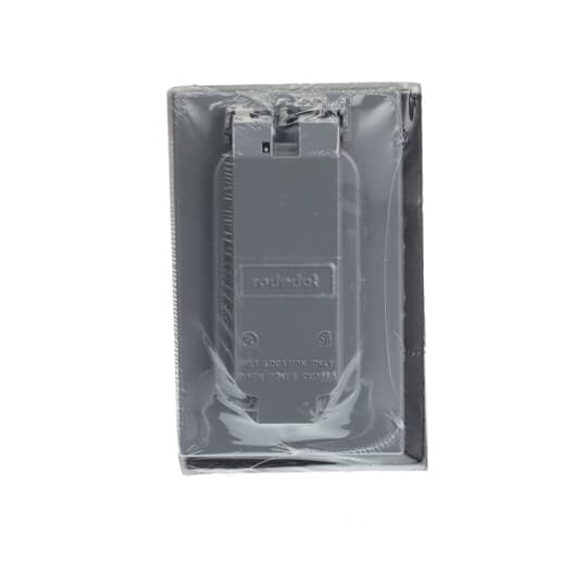 Single Gang Weatherproof Receptacle Cover, Silver, Zinc Alloy, 1 GFI Receptacle Vertical, Device Mount