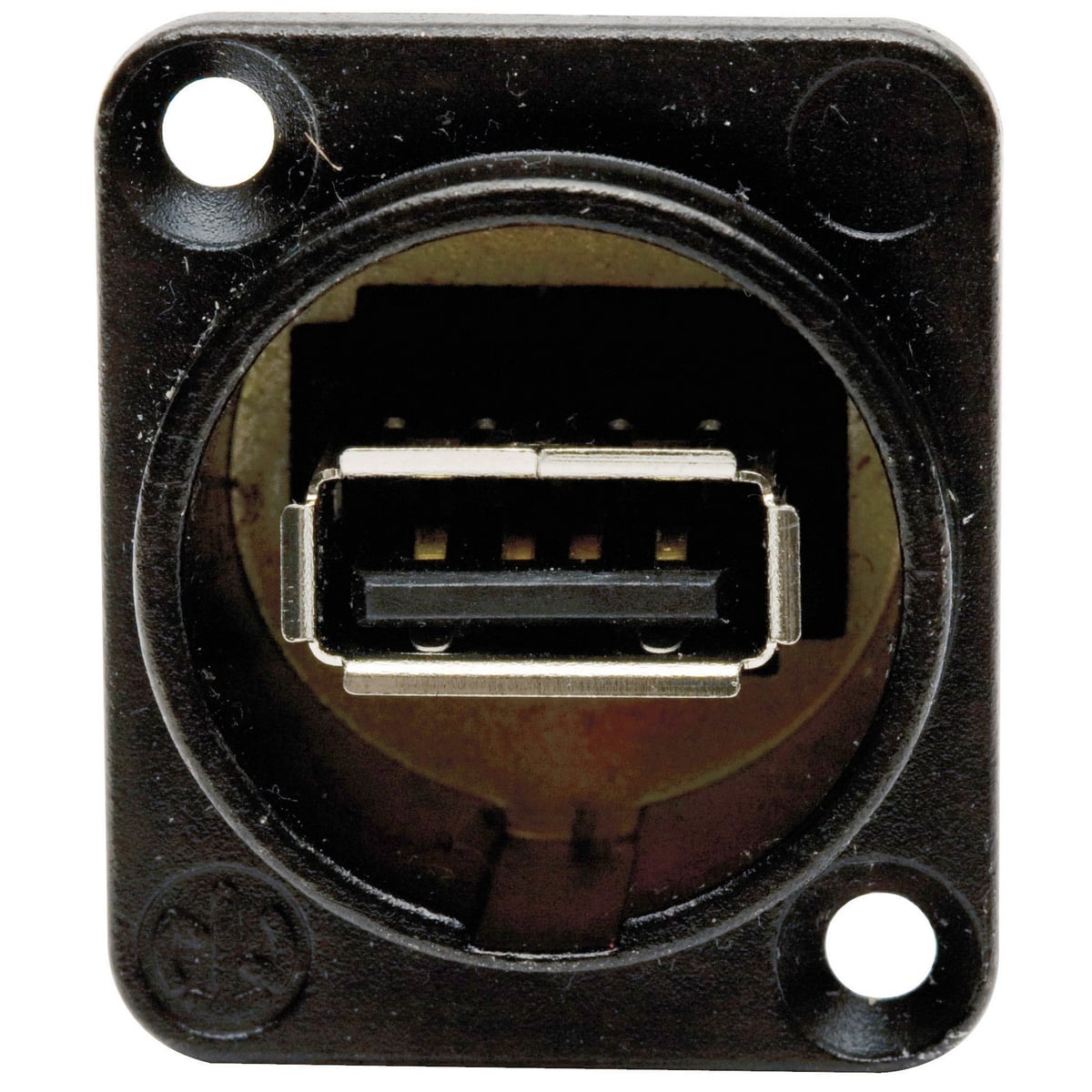 USB10 A to B D-Style Feed-Through Standard USB Connector, Plug-n-Play Termination, Snap-Fit Mount, Black
