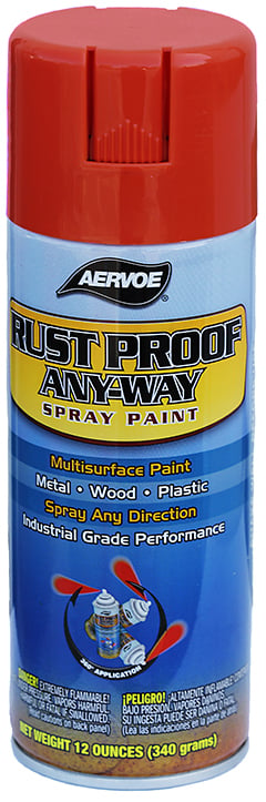 Rust Proof Paint, Solvent base type, Safety Red, 15 min. dry time, Aerosol Can, 12 oz. net weight, 16 oz. Size