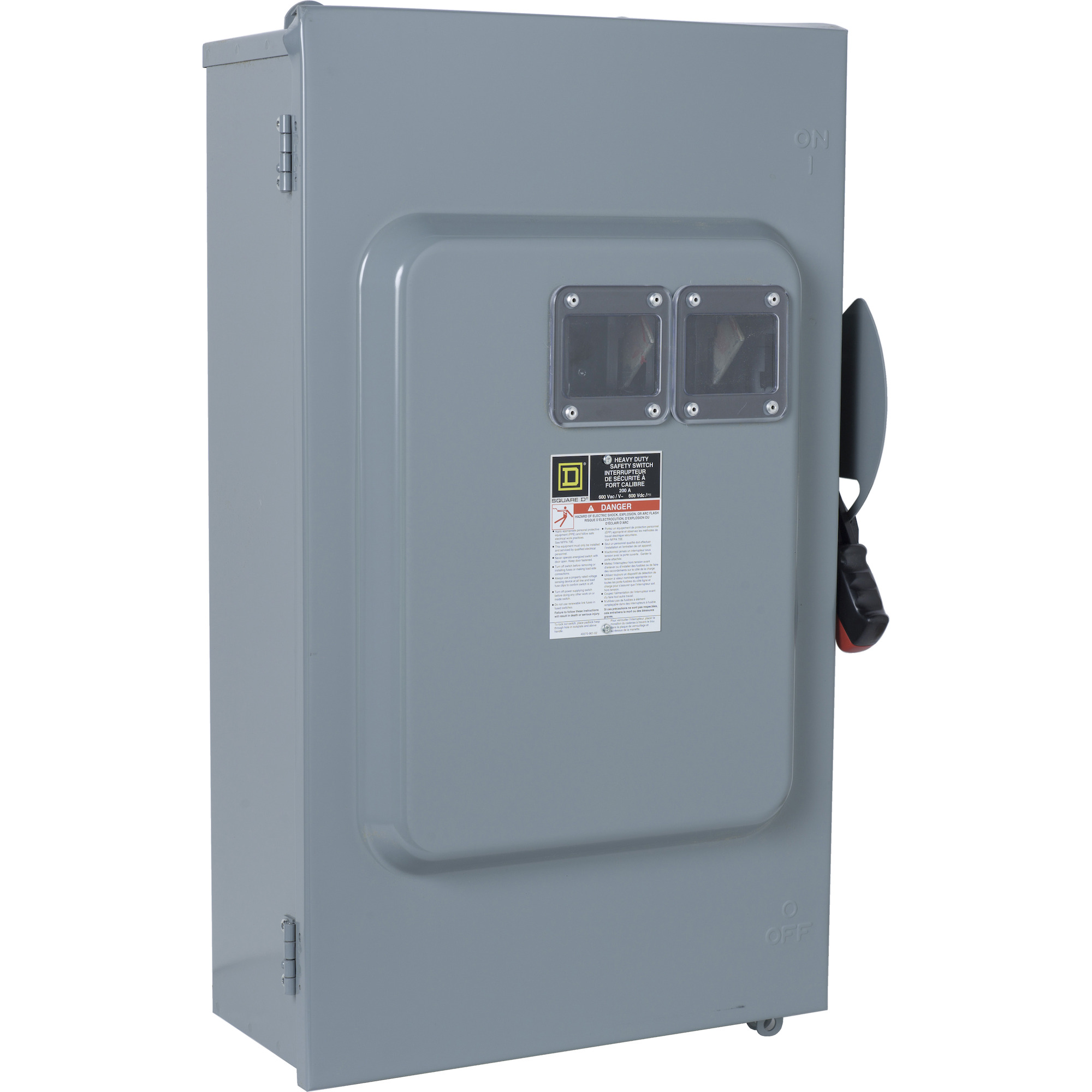 Safety switch, heavy duty, non fusible, 200A, 600 VAC/VDC, 3 poles, 150 hp, NEMA 12, interlock