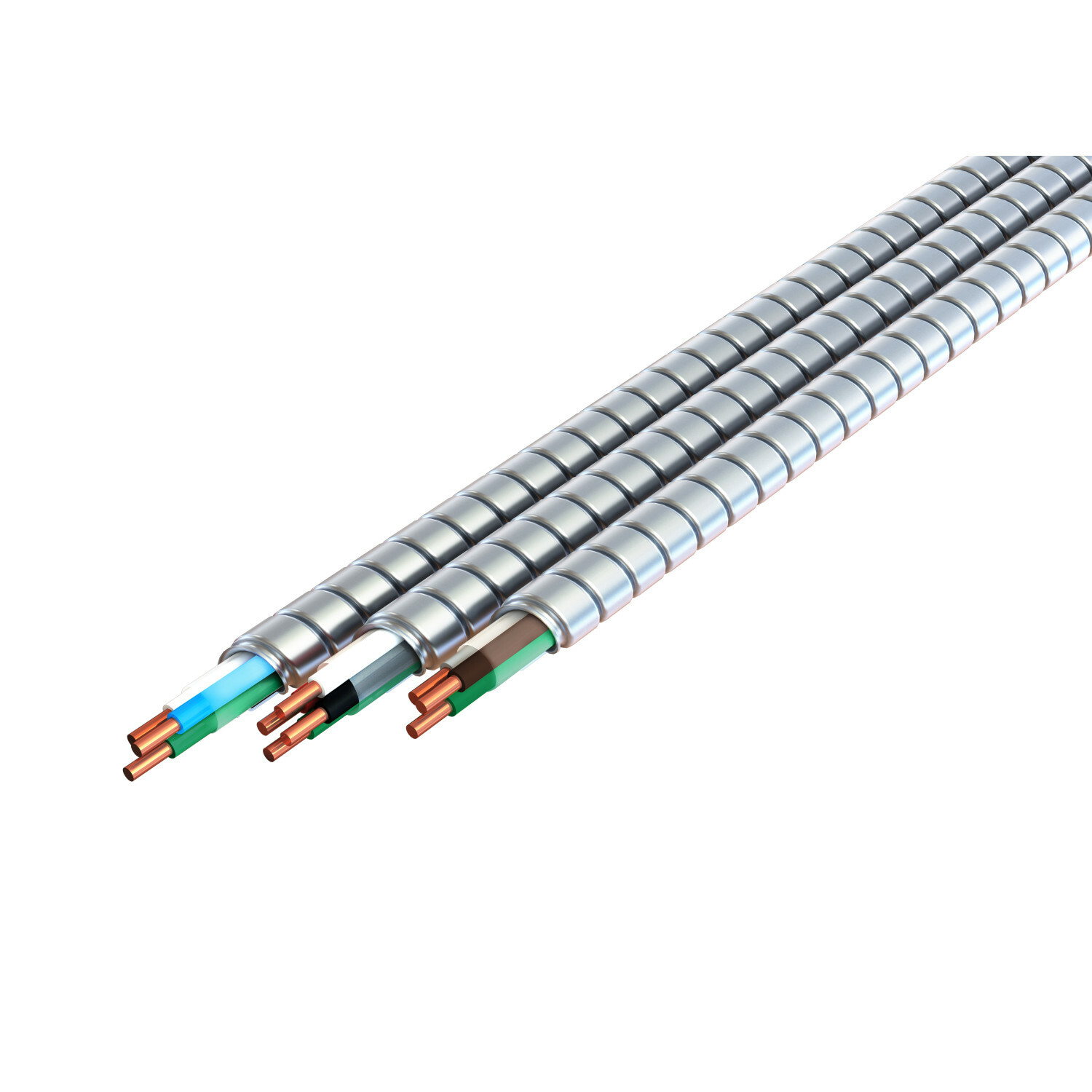 12-2 Solid - Brown, Gray, Green - MC Glide Lite Plain Interlocked Aluminum Armor - Type MC - 250' Coil