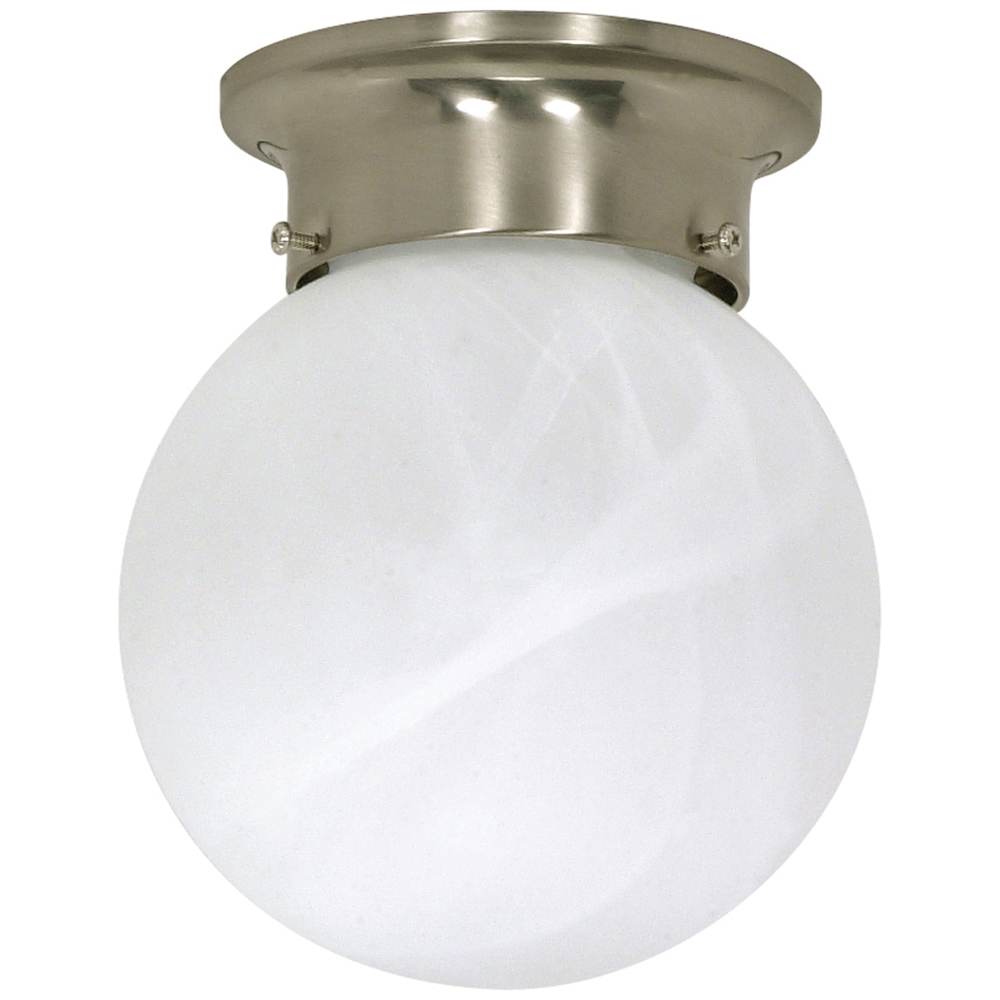 60-257 Utility Ceiling Light, (1) A19 Lamp, 120 V AC, Brushed Nickel Housing