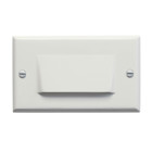 This versatile LED step light shielded face features a classic White finish.