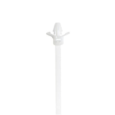 Push Mount Cable Tie, Natural Polyamide (Nylon 6.6) for Temperatures up to 85 Degrees Celsius (185 F) for Indoor Applications, Length of 200mm (7.87 Inches), Width of 4.8mm (0.19 Inch), Thickness of 1.3mm (0.05 Inch), Tensile Strength Rating of 222 Newtons (50 Pounds)