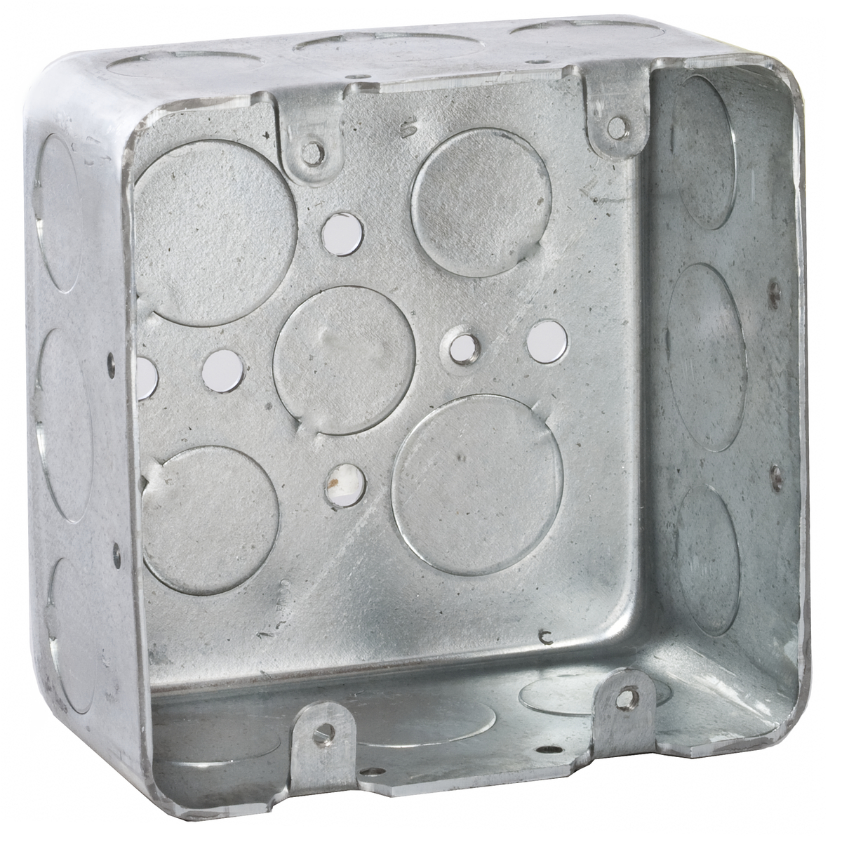 4 In. Square Two Device Switch Boxes, 2-1/8 In. Deep - Drawn withConduitKO's 1/2-3/4 KO