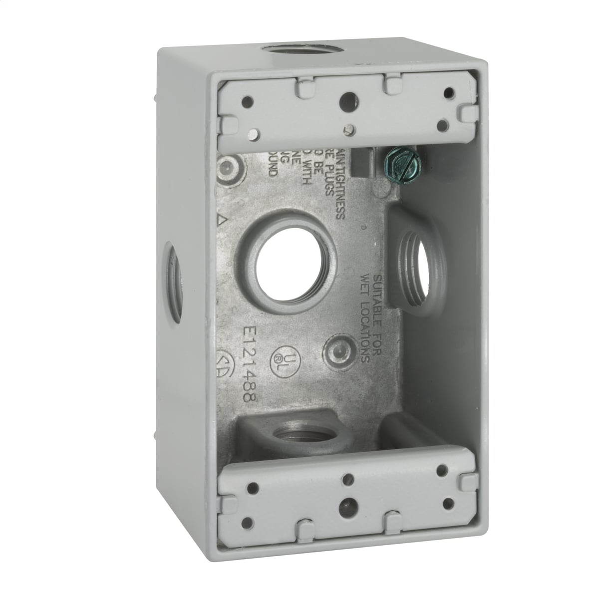 1G WP BOX (5)1/2 IN OUTLETS W/SIDE HOLES GRAY