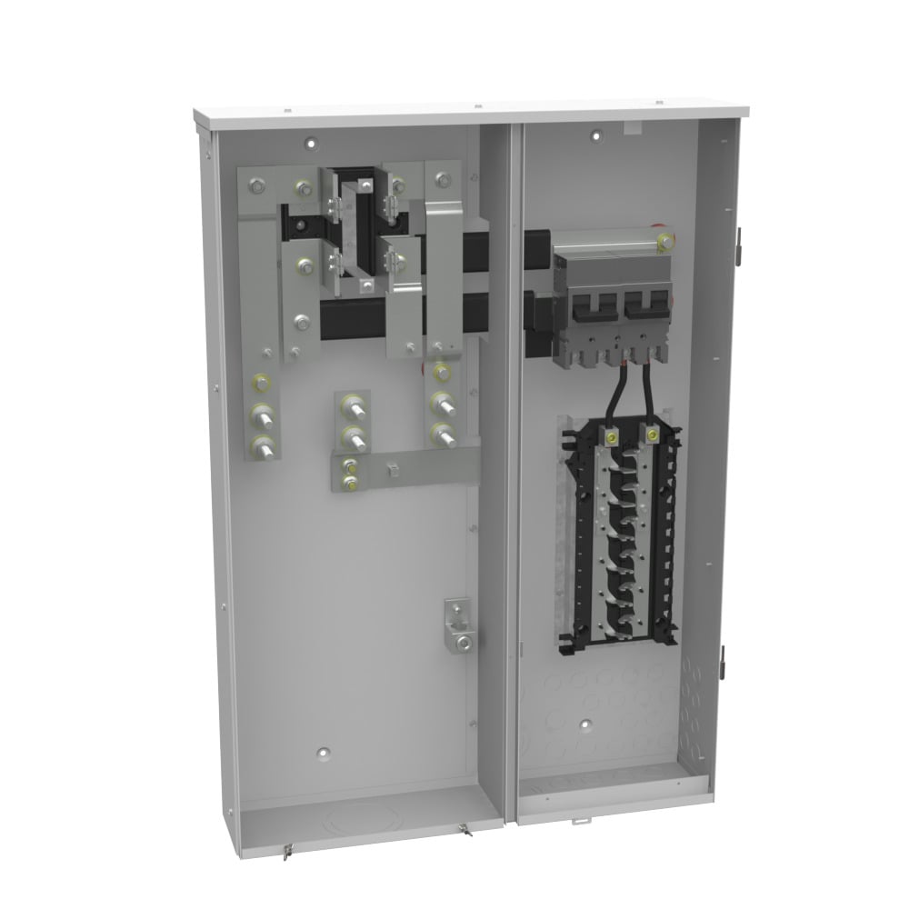 M400-UG-APS-LC-BS 4 Term, Ringed, Plain Top, Link Bypass, 2-200 Amp, Main Breaker, 24 Branch Circuit
