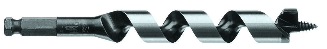 IDEAL, Auger Bit, RESI-MASTER, Short Ship, Heavy-Duty, Bit Diameter: 7/8 IN, Shank Diameter: 7/16 IN, Overall Length: 7-1/2 IN, Flute Type: Single-Helix, Twist Length: 5 IN, Cutting Edge Angle: 62 DEG