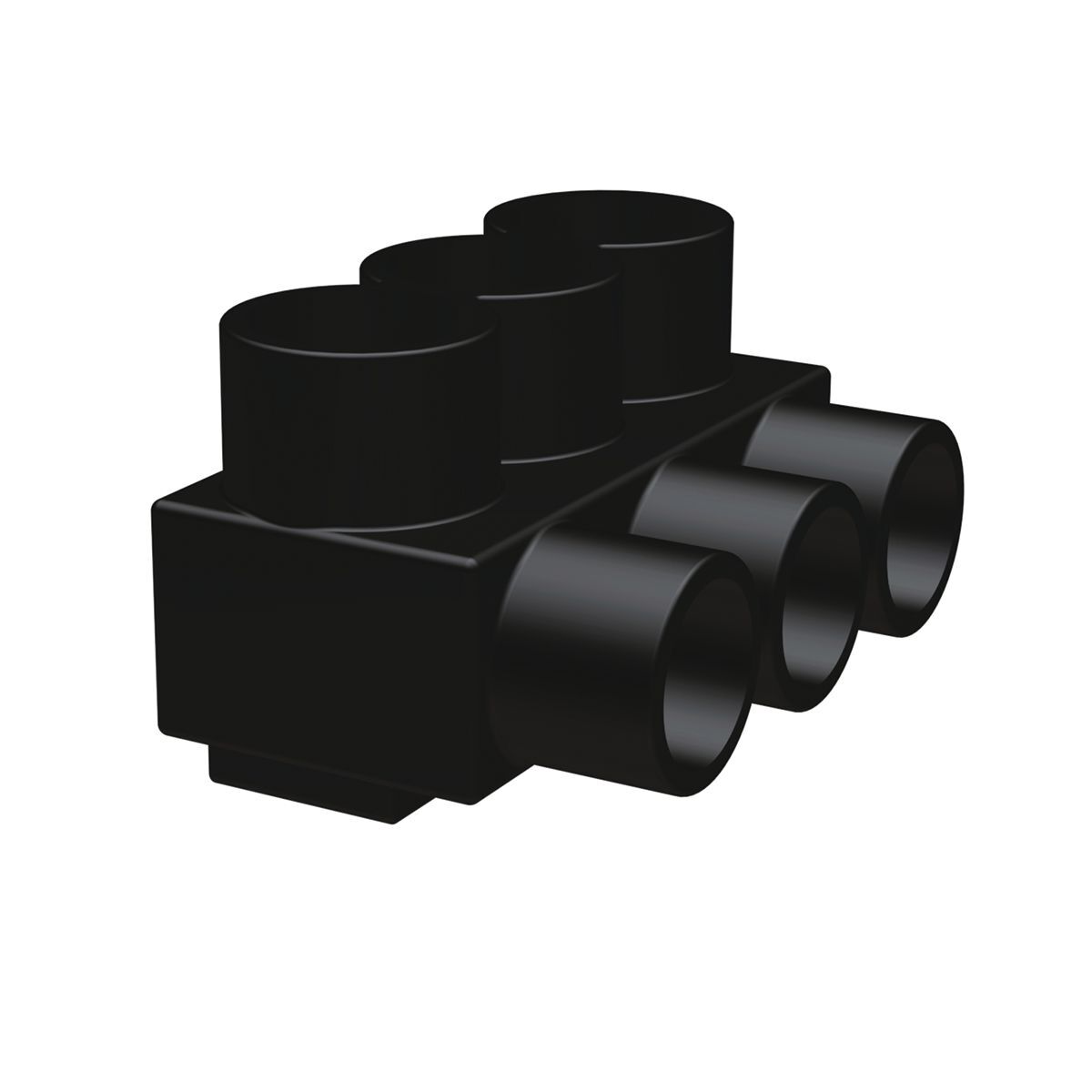 Al Distribution Tap Connectors, UV Black Plastisol Covered, 4 Ports, Single Sided Entry, #14-2/0, 600 V, Torque 120 in/lbs, Temp Rating 90 Deg C.
