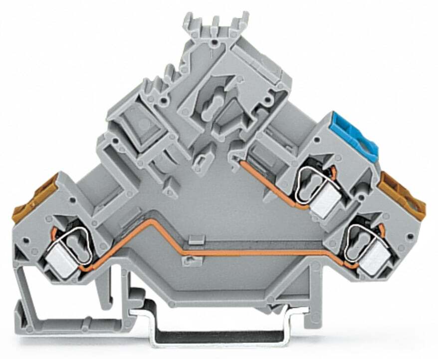 2-conductor actuator terminal block; with colored conductor entries; 2.5 mm; CAGE CLAMP; 2,50 mm; gray