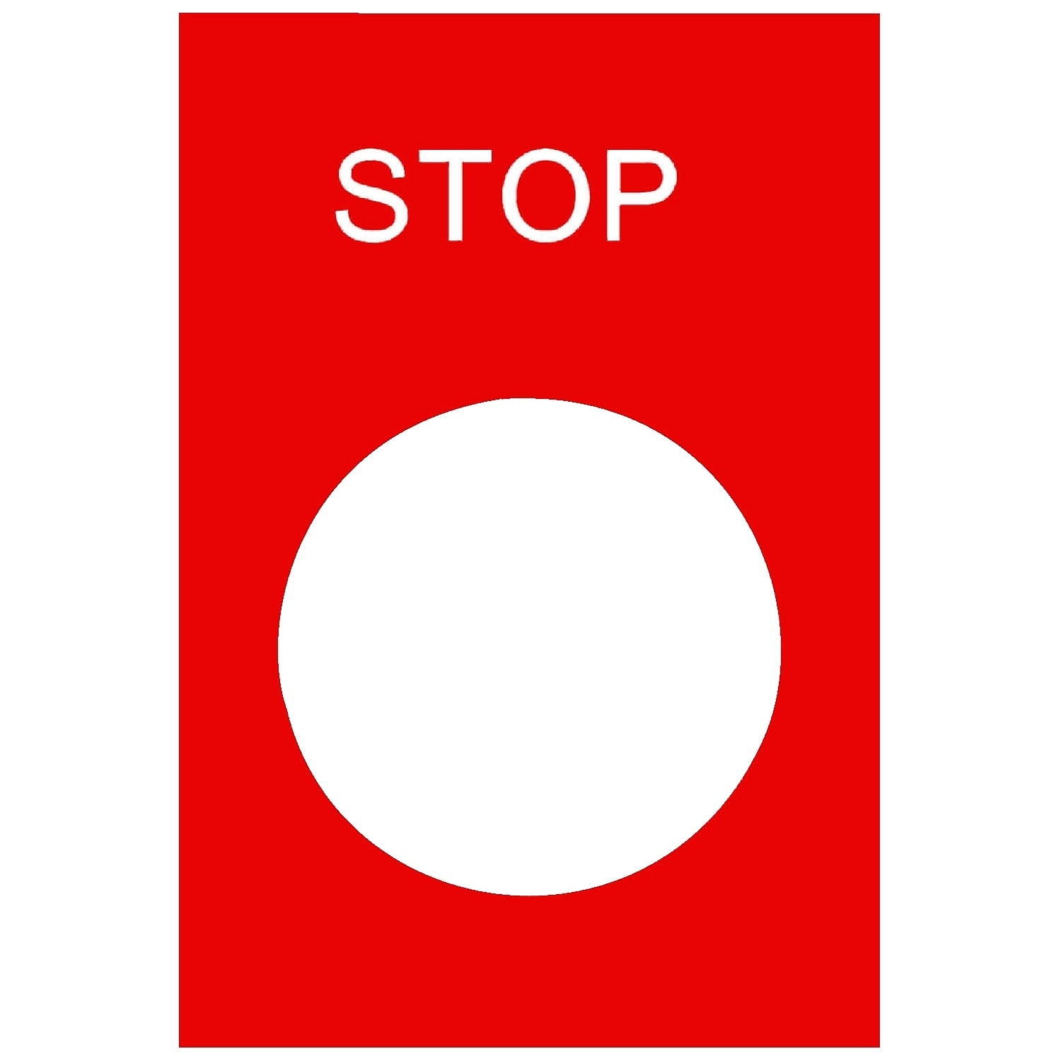 Marked legend, Harmony XAC, nameplate, 30x40mm, plastic, red, 22mm push button, white marked STOP