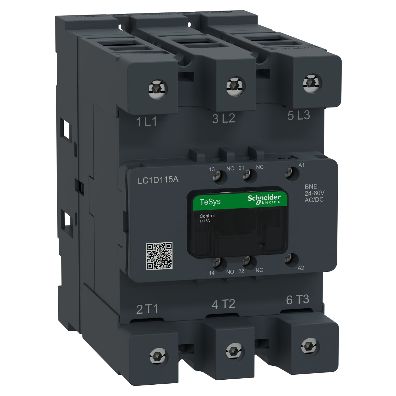 Contactor, Tesys Deca Advanced, 3P(3NO), AC-3/AC-3e, <=440V, 115A, 24-60V AC/DC coil, connector