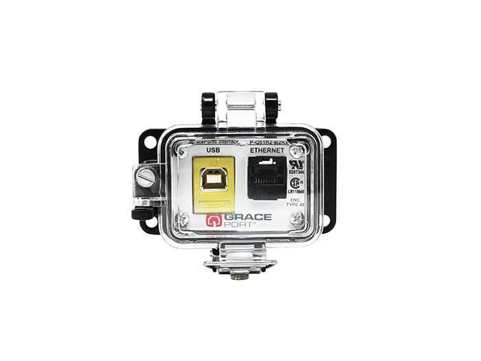 Panel Interface Connector with USB Type B/F to USB Type A/F, Category 5e Ethernet, Panel Mount Housing (3.75 in x 1.72 in), UL Type 4X, No Power Option