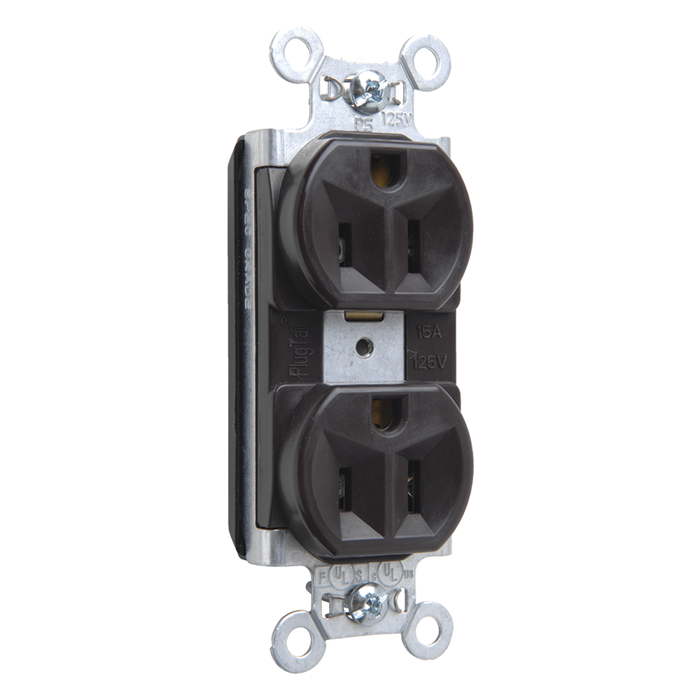 PlugTail Spec Grade Duplex Receptacle 15amp 125volt Brown