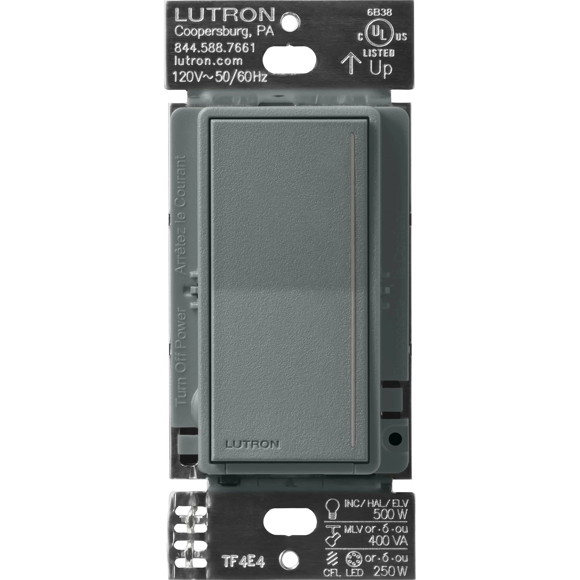 Lutron Sunnata PRO LED+ Touch Dimmer Switch with Phase Selectable Dimming for LED, MLV, ELV, and Incandescent/Halogen lighting, Slate