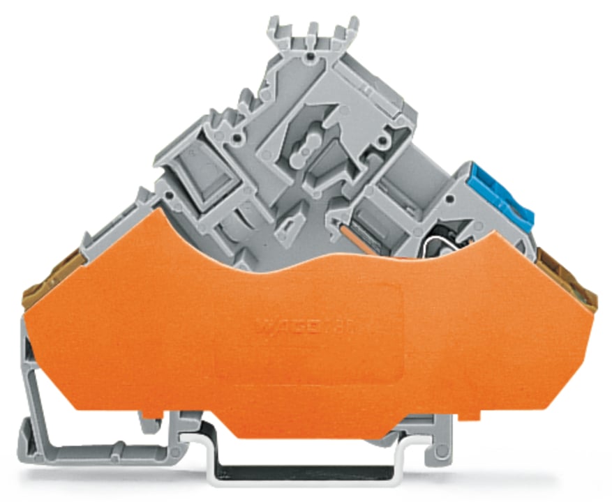 2-conductor actuator terminal block; with colored conductor entries; 2.5 mm; CAGE CLAMP; 2,50 mm; gray