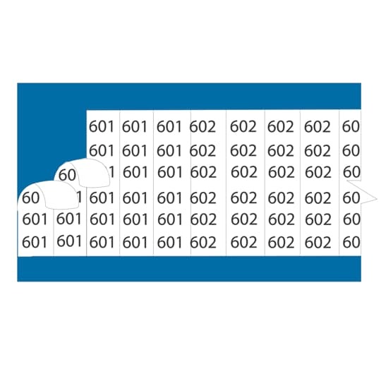 Wire Marker Cards, Vinyl Cloth, Self-Sticking, 1-1/2 inch.     Black Letters on White Background.  Legend 73.   Package of 25 Cards.