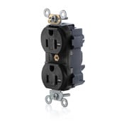  20 Amp, 125 Volt, Modular Duplex Receptacle, Narrow Body Design, Tamper Resistant, Commercial Grade, Black