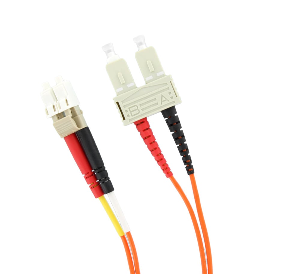 Fiber Patch Cord, 50/125um Multimode, Duplex, SC to LC, 3 Meters