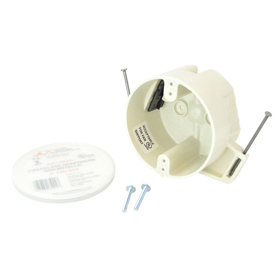 Speed Klamps; Round Fan/Fixture Outlet Box; 2-7/16 Inch Depth, Thermoset-Fiberglass, 22.5 Cubic-Inch, Beige/Tan