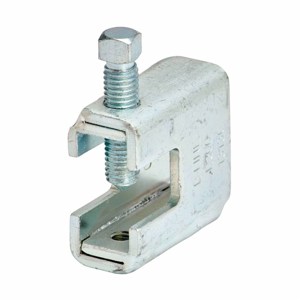 Eaton B-Line series beam clamps, 2.4375"Hx2.5"Lx0.4670"W, Steel, 1100 load, 1/2"-13 rod size, 1/2-13 screw size, 0.875"beam width