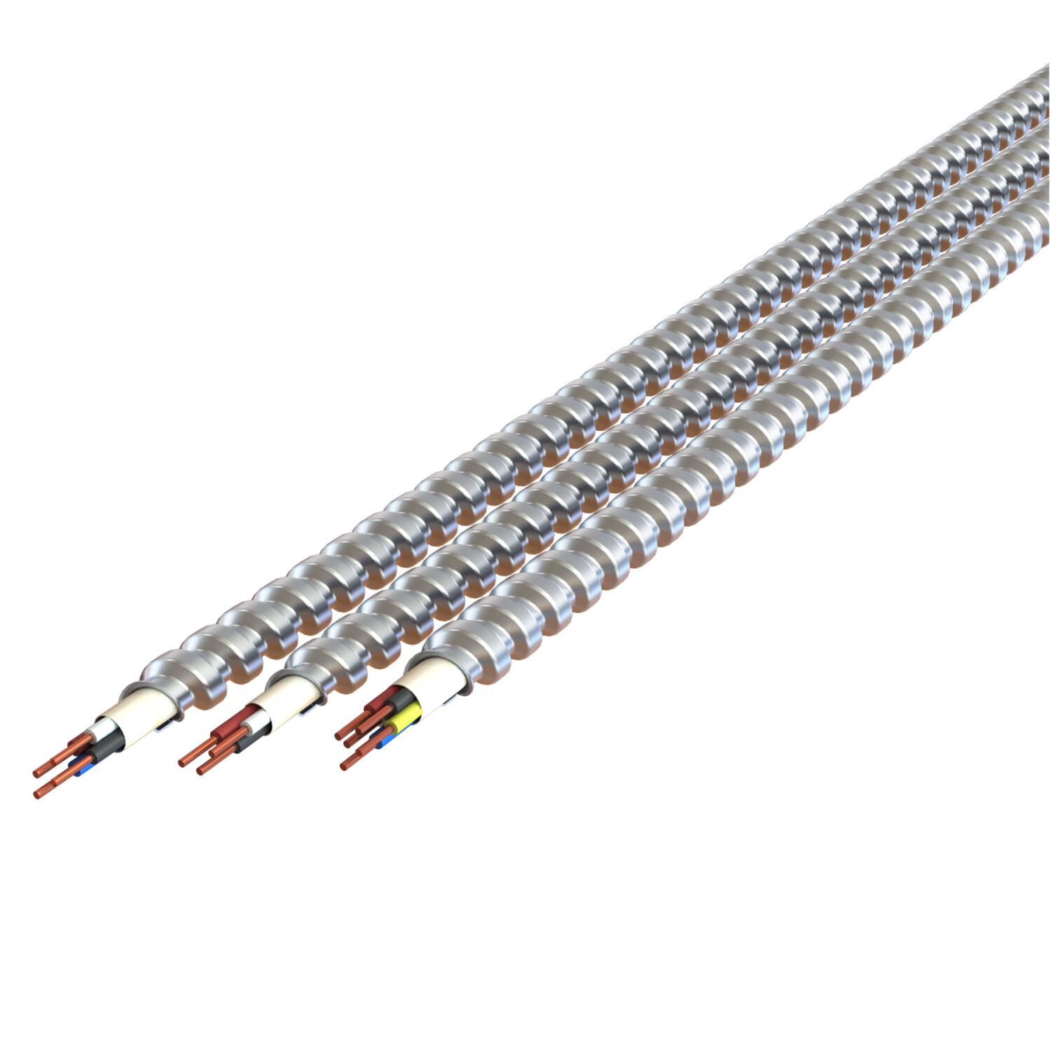 18-2 Solid Black, White - Armored Thermostat Cable - Plain Interlocked Galvanized Steel Armor - 250' Coil
