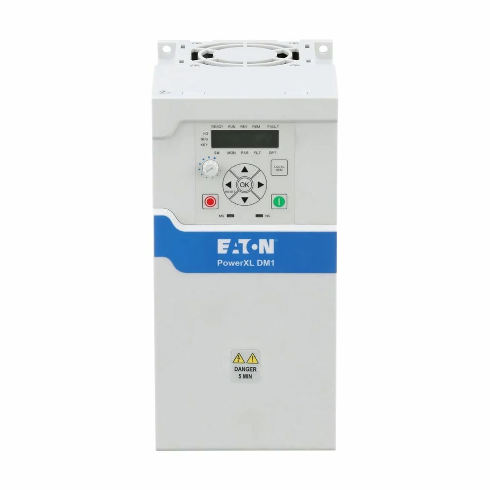 Eaton PowerXL DM1 micro variable frequency drive, Three-phase, 575V, FR3, 7.5KW, 10HP, IP20, Non-EMI US