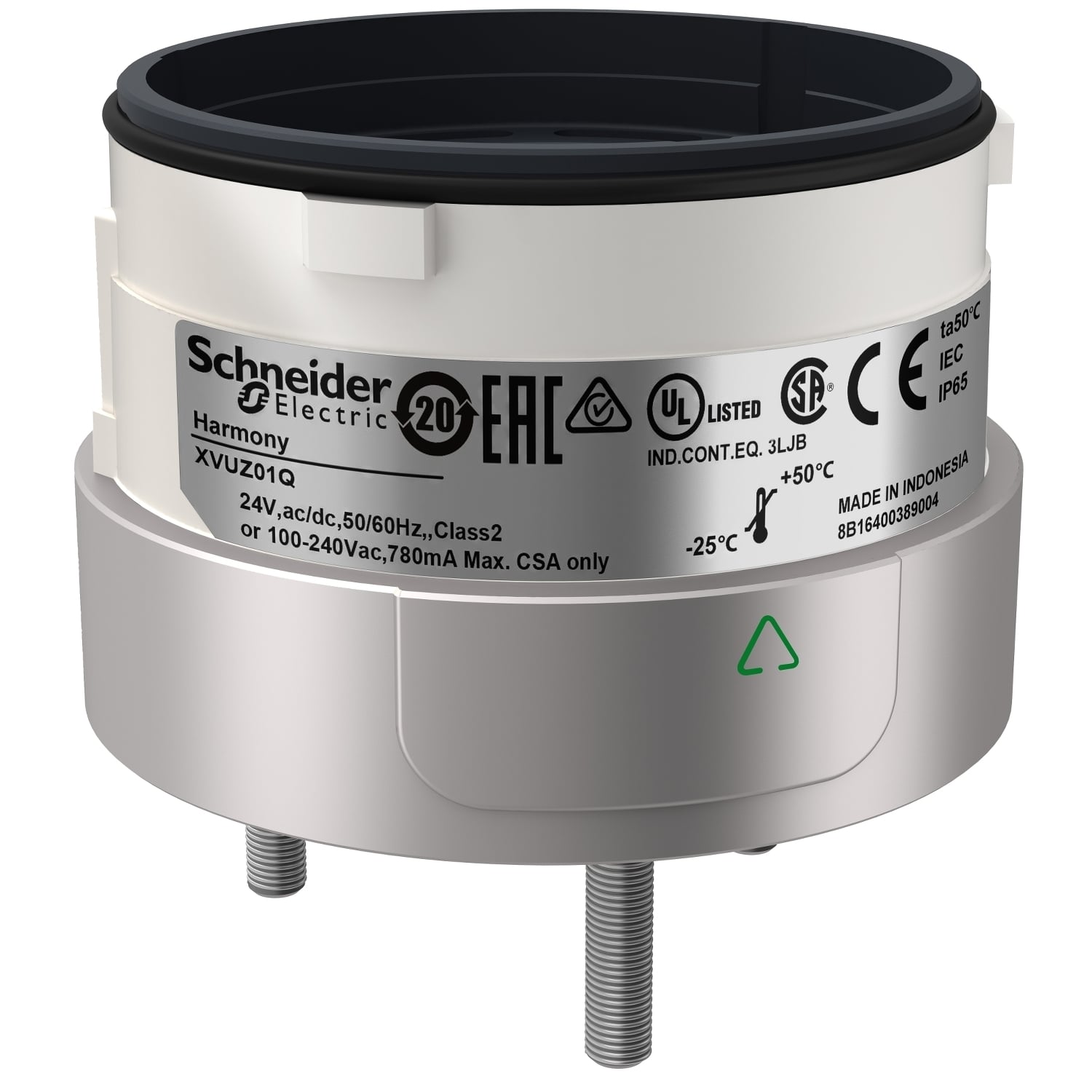 Fixing unit for modular tower lights, Harmony XVU, silver, 60mm, 3 pins direct mounting