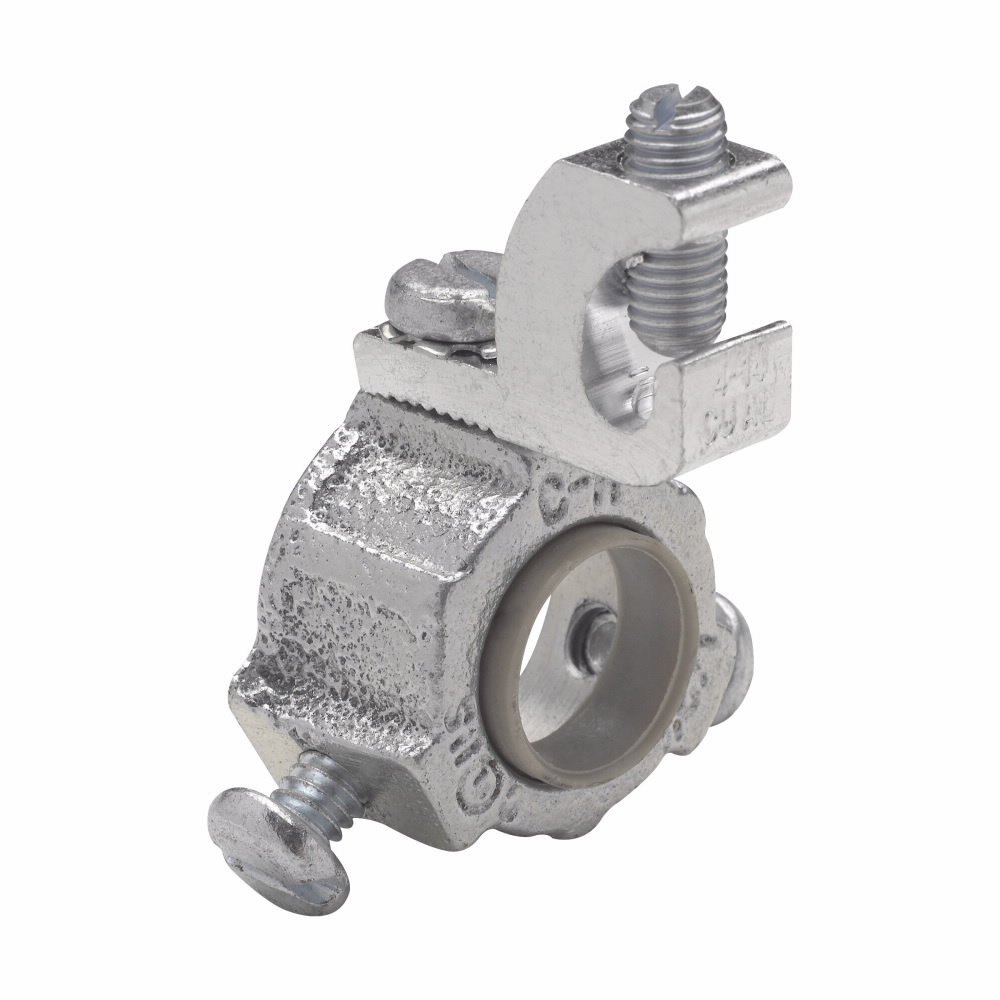 Eaton Crouse-Hinds series GLS grounding bushing, Rigid/IMC, Aluminum lug, #1/0-8 AWG, Malleable iron, 105C, Threadless, 3"