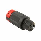Eaton locking connector, #10-6 AWG, 50A, Industrial, 480V, Back wiring, Black, red, Non-NEMA, Three-pole, Four-wire, Nylon, 0.44 to 1.06 in, California standard