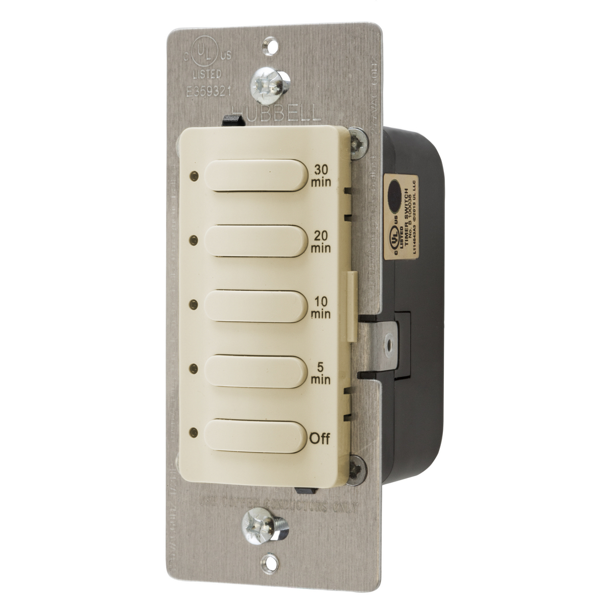 Timer Switches, Single Pole, 8.3A120/277V AC, 30 Minute Delay Time Out, Ivory